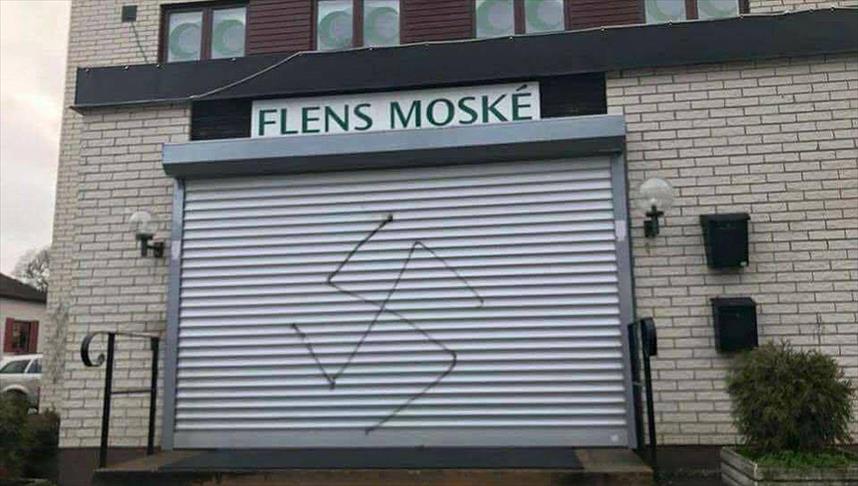 Sweden mosque vandalized with swastika painting