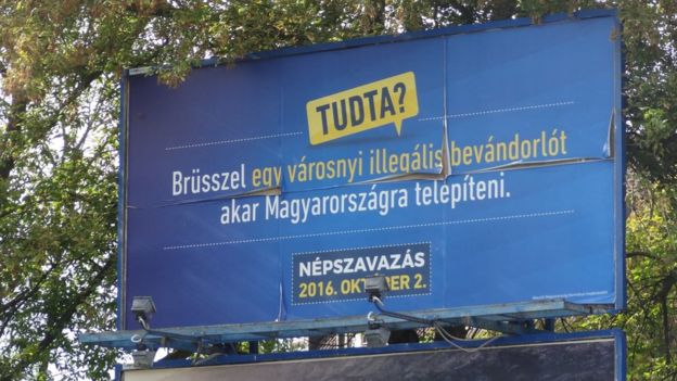 Hungary poster campaign pokes fun at migrant referendum