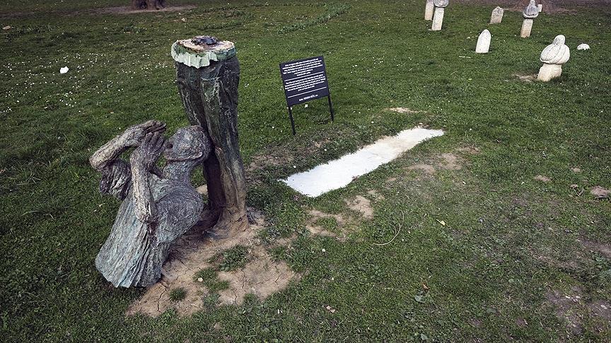 Srebrenica war victims statue vandalized in Sarajevo