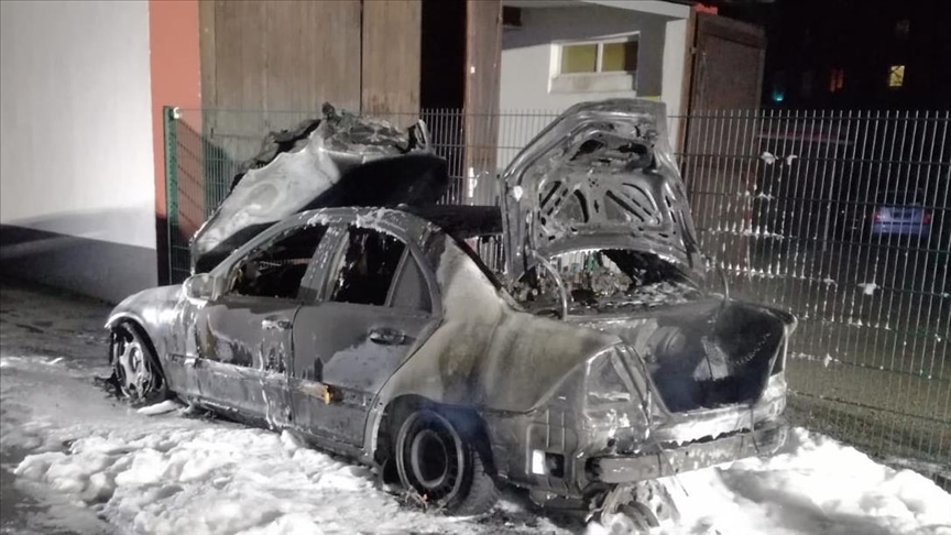 In Germany, the car was set on fire in the car park of the mosque